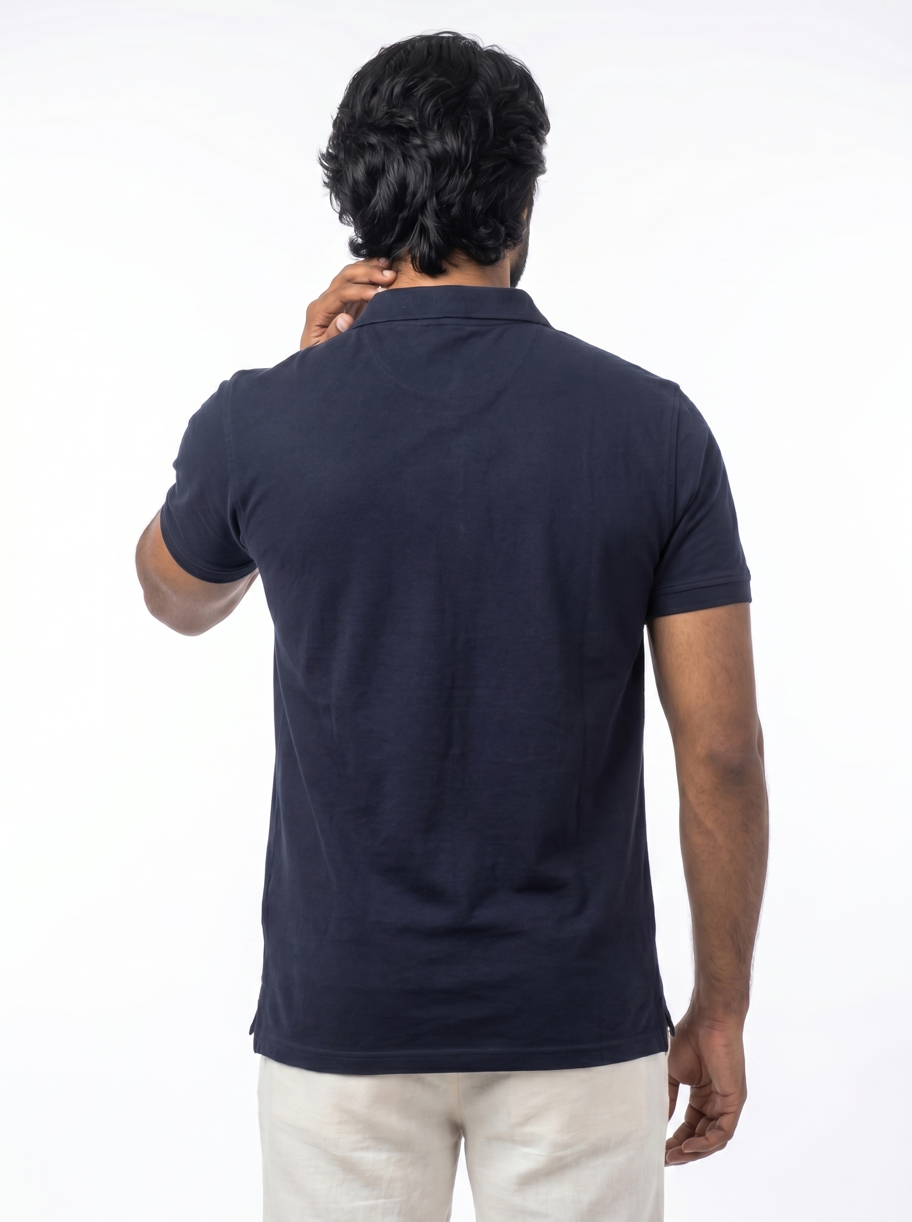 Navy Blue Supima Cotton Polo T-Shirt - Image 4
