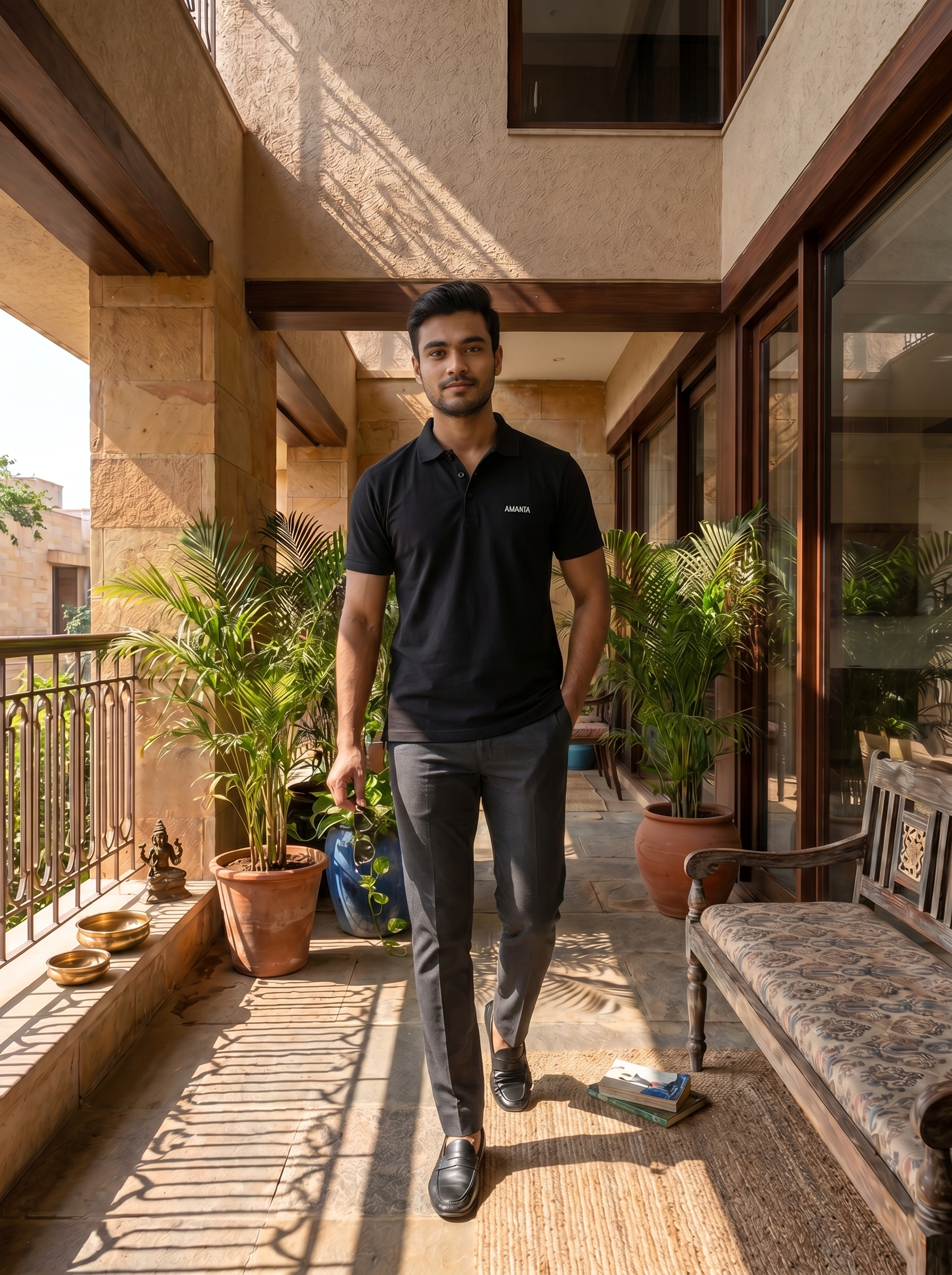 Black Supima Cotton Polo T-Shirt - Image 2