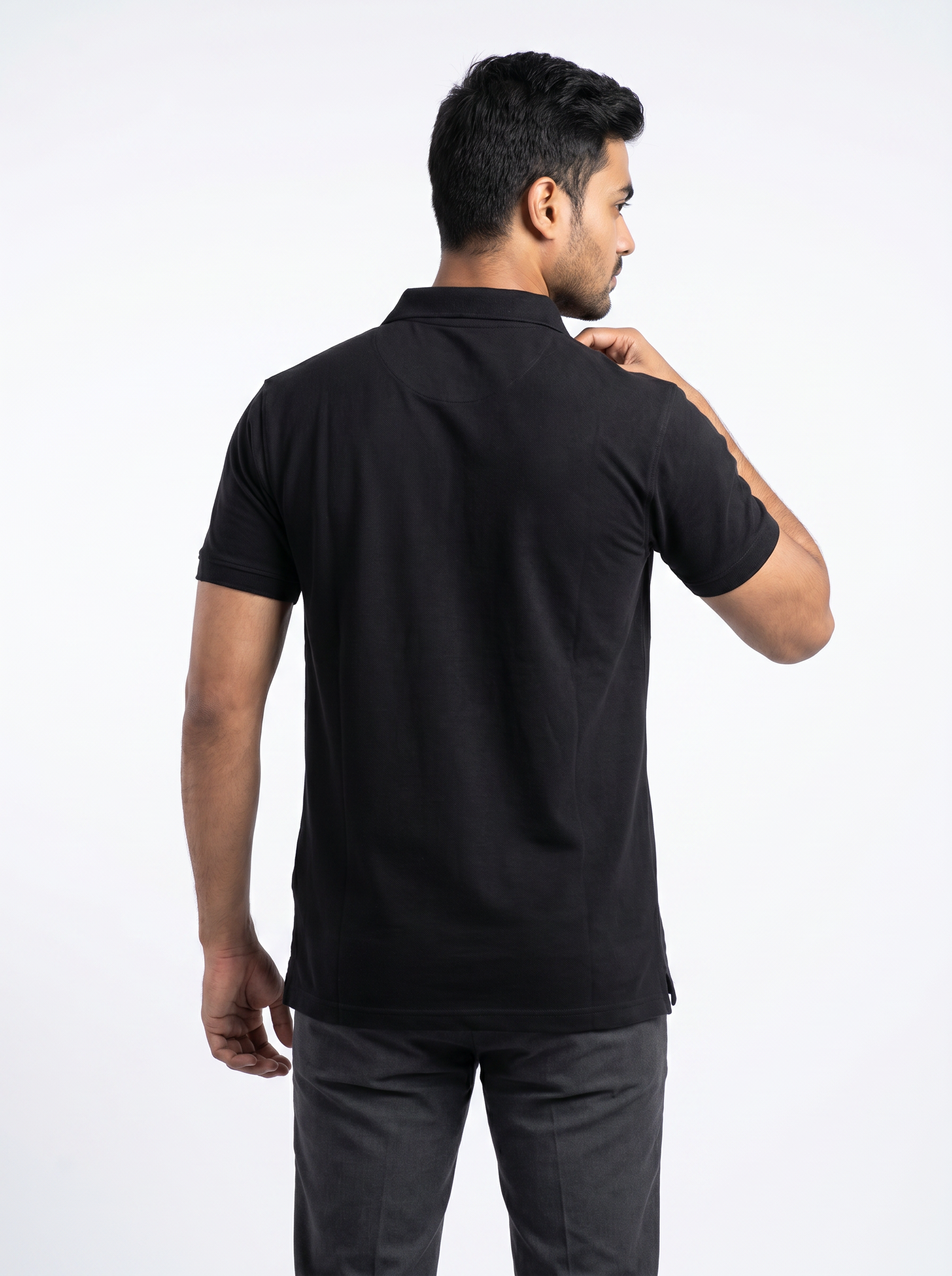 Black Supima Cotton Polo T-Shirt - Image 4