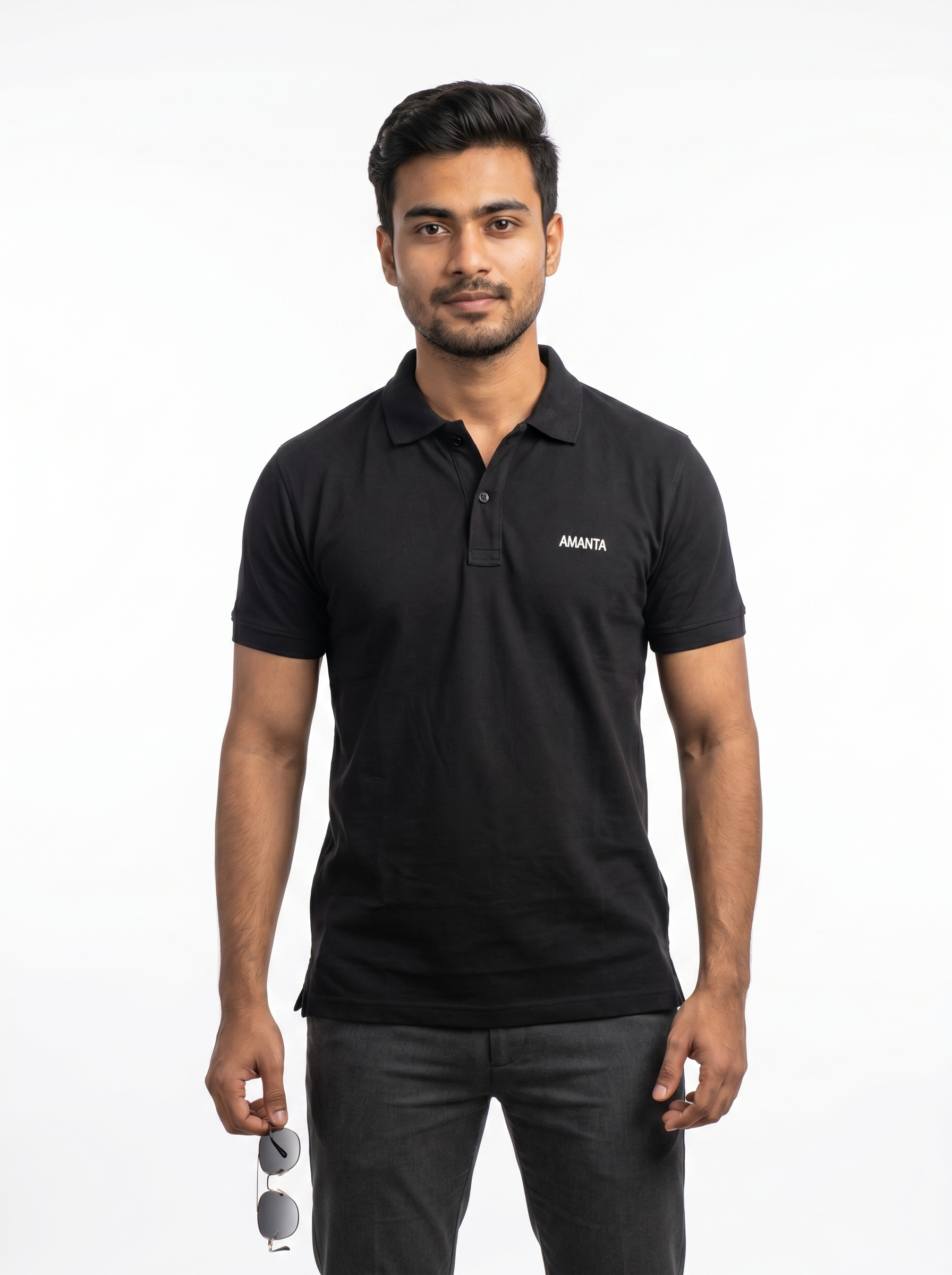 Black Supima Cotton Polo T-Shirt - Image 5