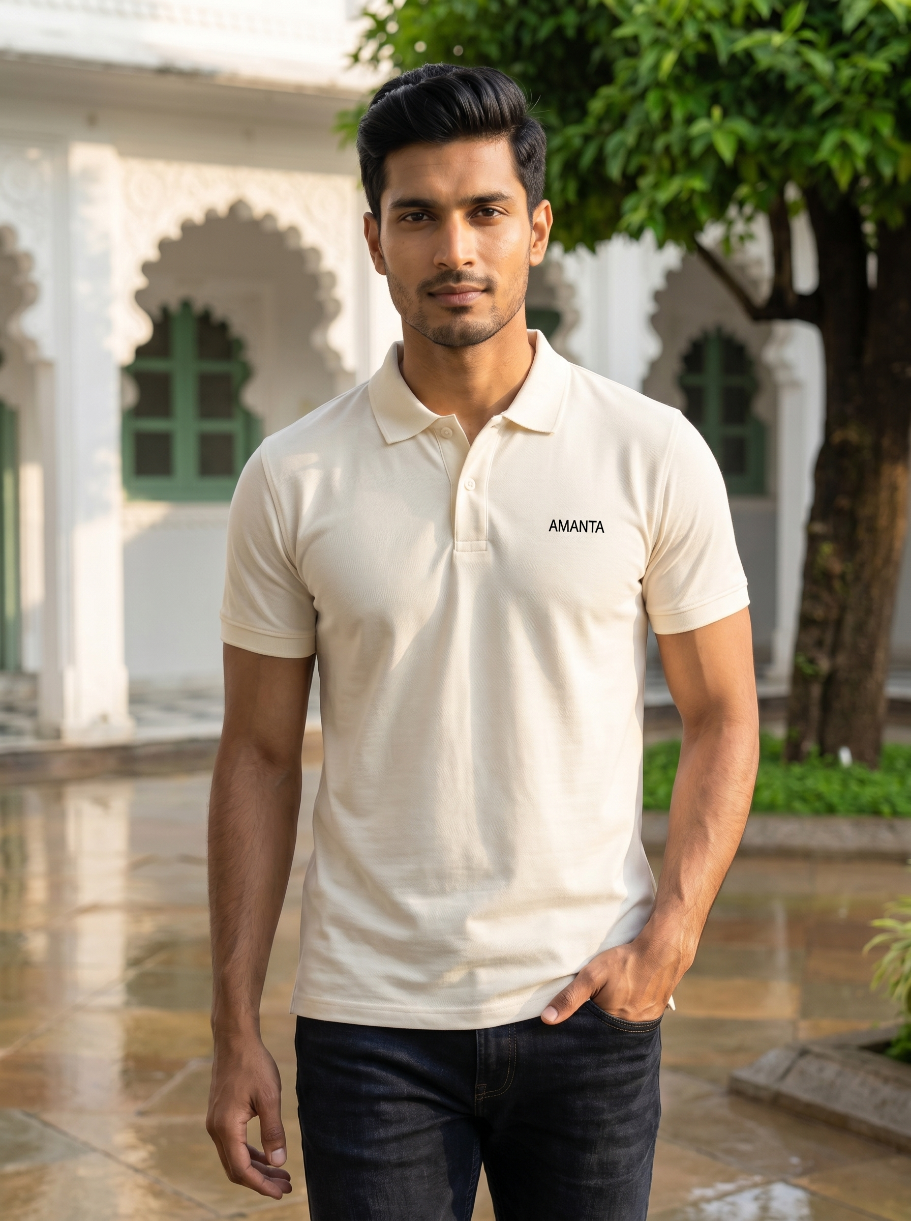 Off White Supima Cotton Polo T-Shirt - Image 3